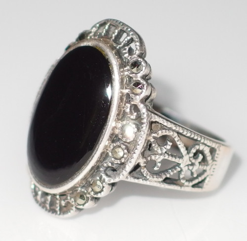 Onyx cabochon markasiten - cabochon,